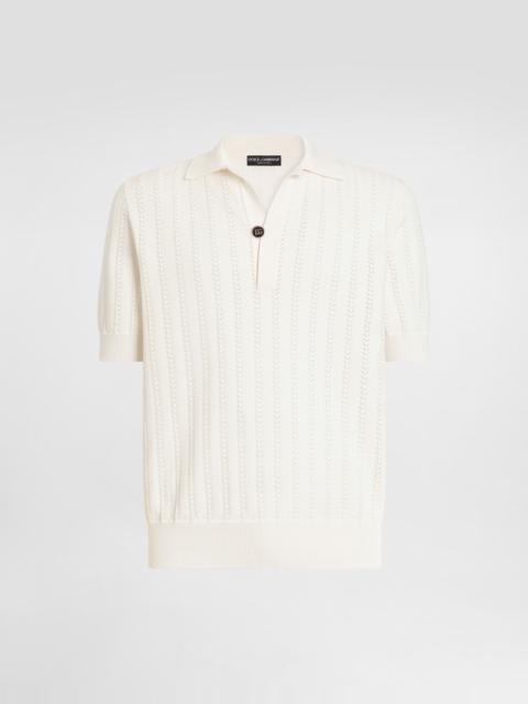 Dolce & Gabbana Polo shirt in perforated cotton