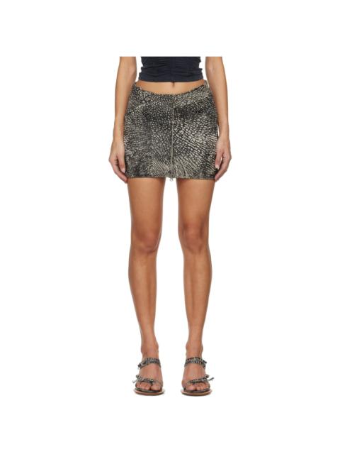 KNWLS Black & Gray Cucyde Leather Miniskirt