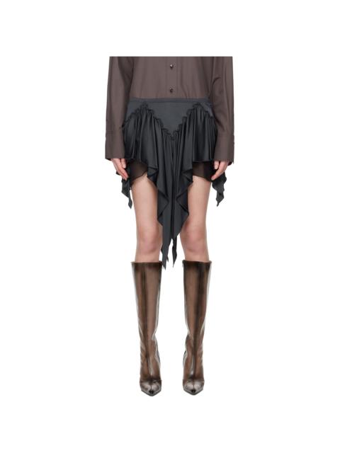 THE ATTICO Gray Shiny Jersey Miniskirt