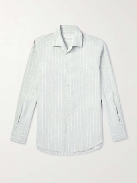 Loro Piana Andre Camp-Collar Striped Linen and Silk-Blend Shirt
