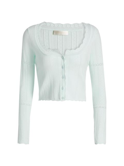 LoveShackFancy Women's Nadiya Scalloped Trim Cardigan - Dusty Lagoon