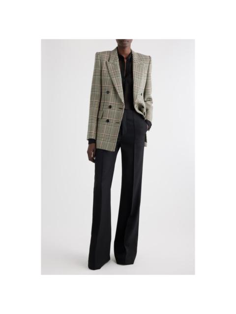 Chloé Prince of Wales Double Breasted Wool Blazer in Brown Multicolor at Nordstrom