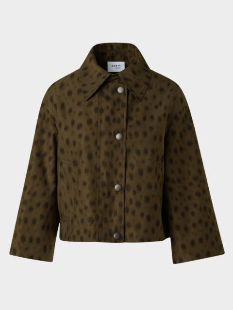 AKRIS Leopard Brushed Techno Gabardine Short Parka Jacket