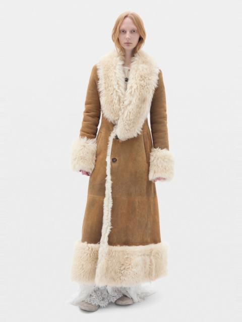Ann Demeulemeester Zille Long Fur Coat with Shawl Collar