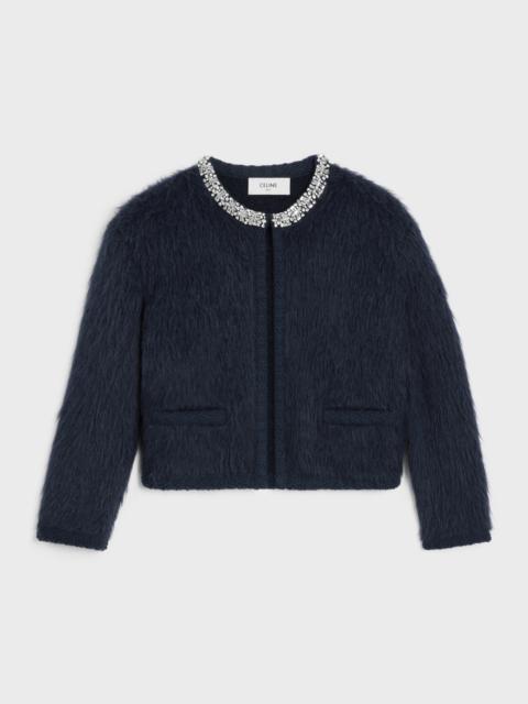 embroidered cardigan in brushed mohair