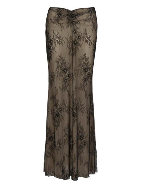 BANANHOT Balena lace maxi straight skirt