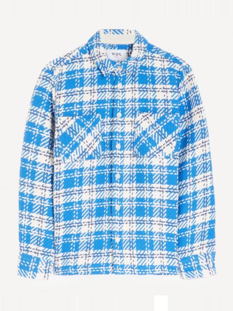 Wax London Whiting Cotton Overshirt in Blue Oran Check