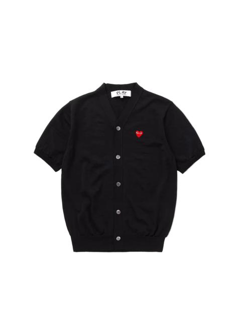 Comme des Garçons PLAY UNISEX V-NECK KNIT CARDIGAN RED HEART - BLACK