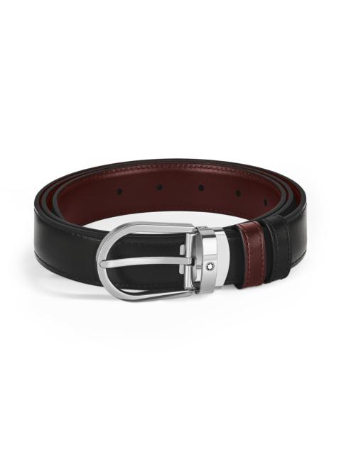 Montblanc HORSESHOE BUCKLE BLACK/BURGUNDY 30MM REVERSIBLE LEATHER BELT