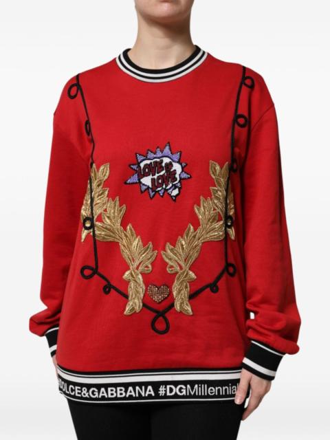 Dolce & Gabbana sequin-embellished embroidered sweatshirt