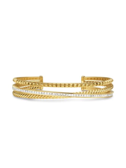 DAVID YURMAN Women's Crossover Trio Three Row Cuff Bracelet in 18K Yellow Gold - Diamond