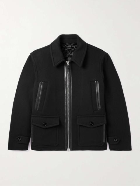 Leather-Trimmed Padded Double-Faced Wool-Blend Jacket