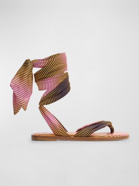 Christian Louboutin Nilo Du Desert Ankle-Wrap Red Sole Sandals