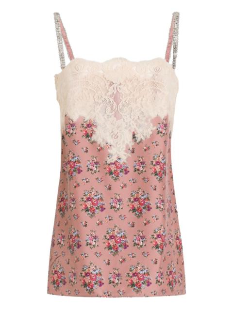 Dolce & Gabbana floral-print lace-detail top
