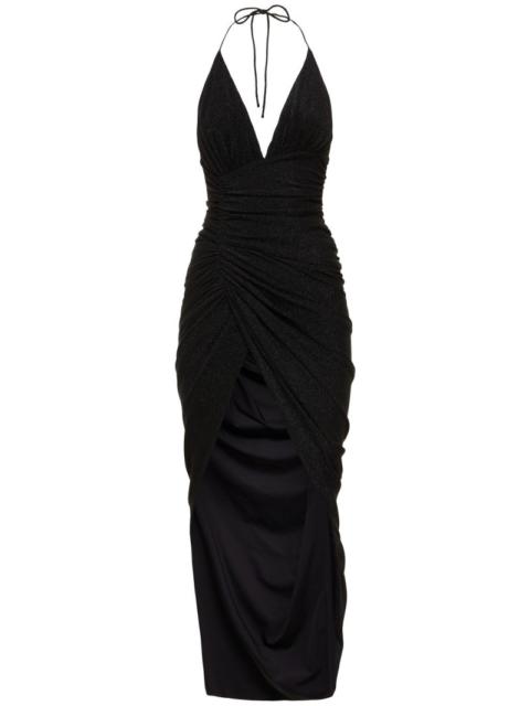 ALEXANDRE VAUTHIER Lurex halterneck side drape long dress