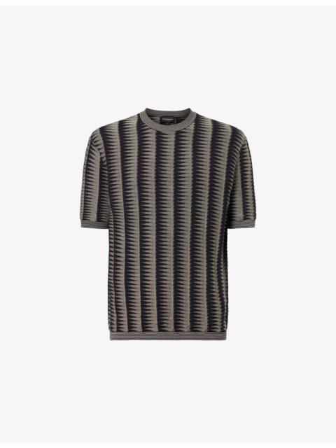 EMPORIO ARMANI Patterned Knitted Cotton Top