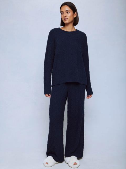 Splendid Navy Fuzzy Cable Knit Sweater Wide Leg PJ Set