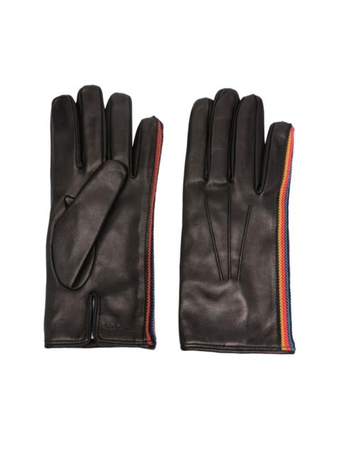 Artist Stripe trim leather gloves