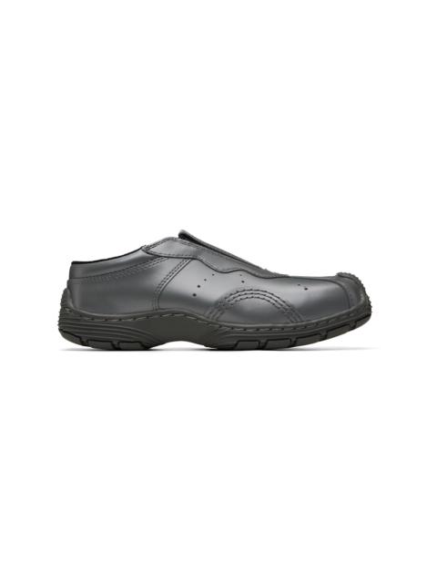 Dr. Martens Gray Aurix Satin Finish Leather Mule Loafers