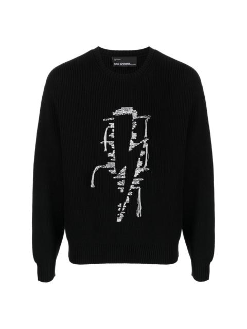 Neil Barrett embroidered-motif ribbed-knit jumper