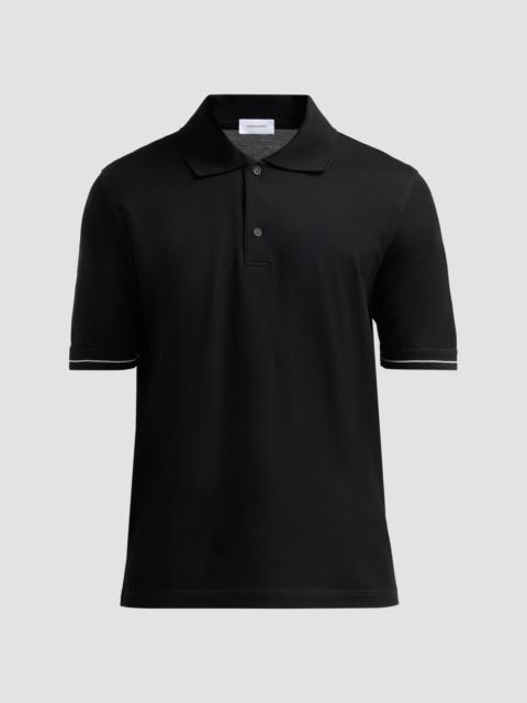 FERRAGAMO Men's Cotton Pique Short-Sleeve Polo Shirt - Black White