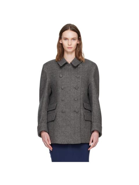 AARON ESH Gray Wool Peacoat