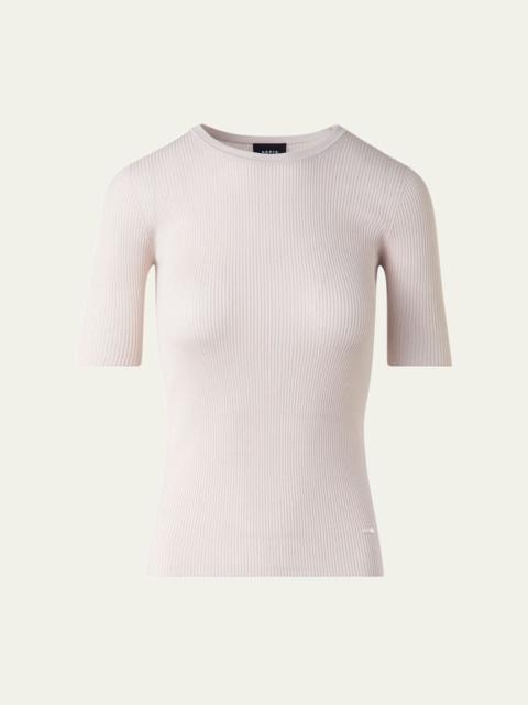 AKRIS Seamless Rib Short-Sleeve Sweater