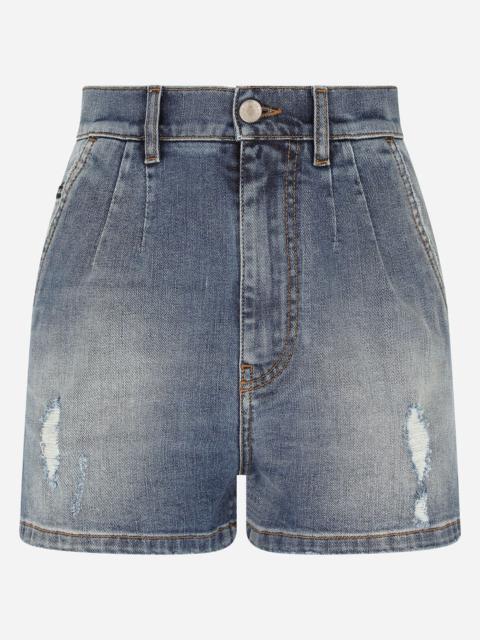 Denim shorts with ripped details