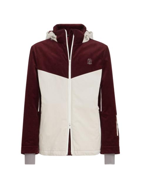 Brunello Cucinelli bonded corduroy hooded Mountain jacket with Thermore® padding and logo
