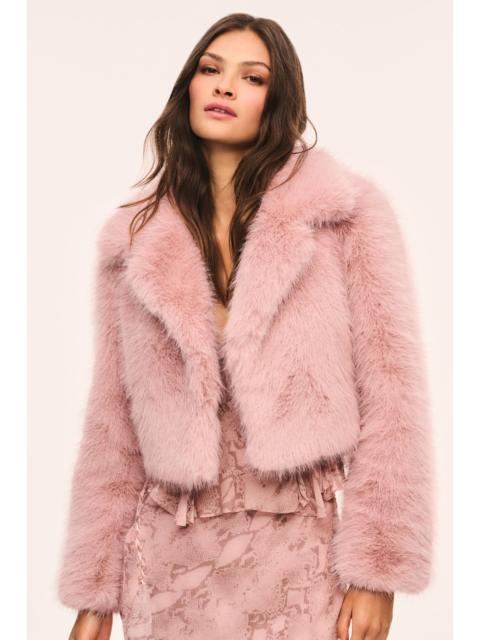 LoveShackFancy Stroma Cropped Faux Fur Jacket