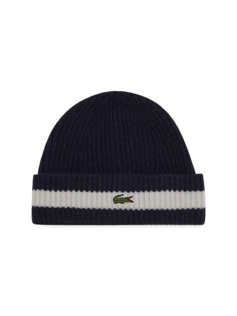 LACOSTE ribbed-knit beanie hat
