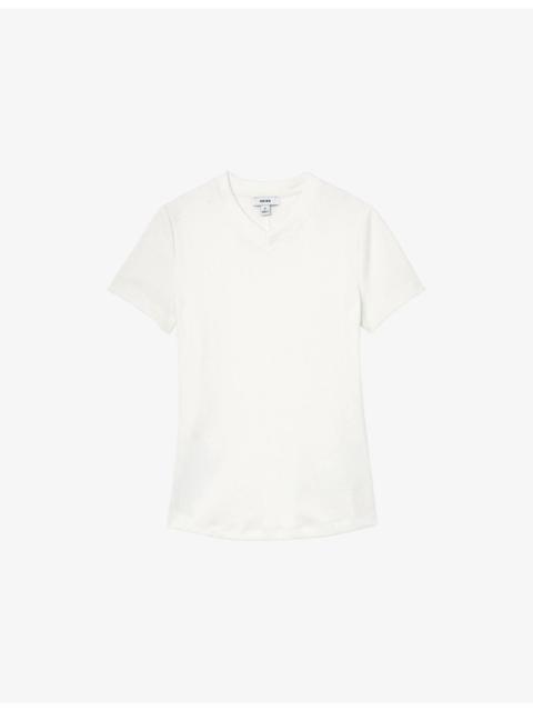 REISS Addison V-Neck Stretch-Cotton T-Shirt