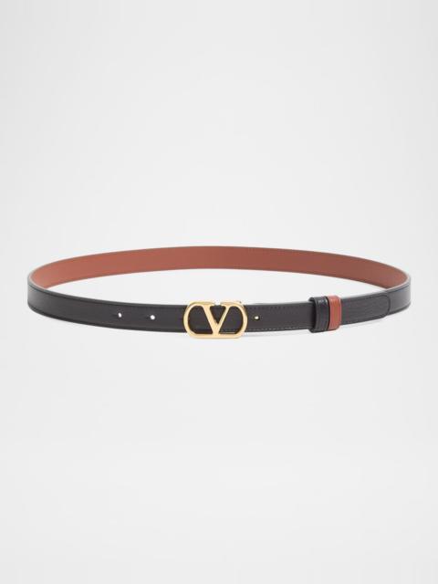 Valentino VLogo Signature Reversible Shiny Calfskin Belt 20MM