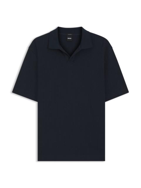 BOSS JACQUARD-PATTERN POLO SHIRT WITH JOHNNY COLLAR