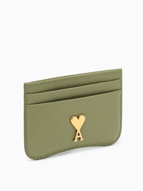Olive green leather Paris Paris card case