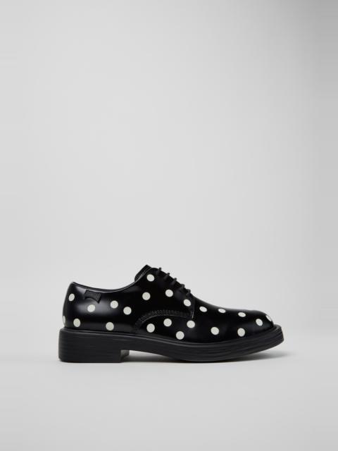 CAMPER Dean Black and White Leather Shoes for Men.