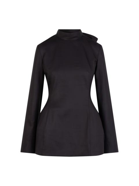HEIRLOME Yasmin Mock Neck Long Sleeve Silk Top black