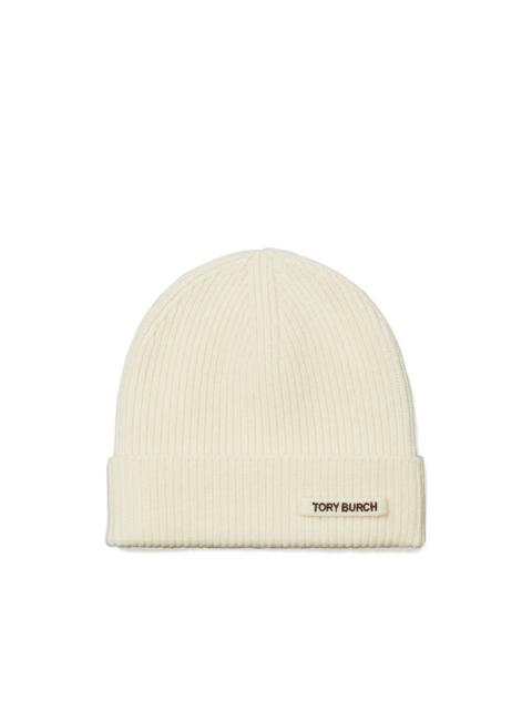 TORY BURCH ribbed-knit beanie hat