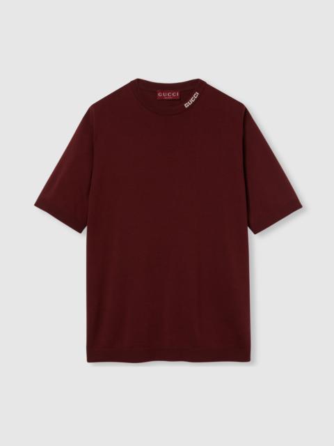 GUCCI Silk cotton T-shirt with Gucci intarsia