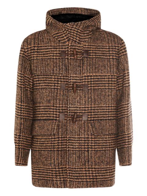 Herno hooded check-toggle coat