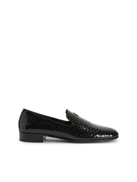 Lewis Pit 15mm snakeskin-effect loafers