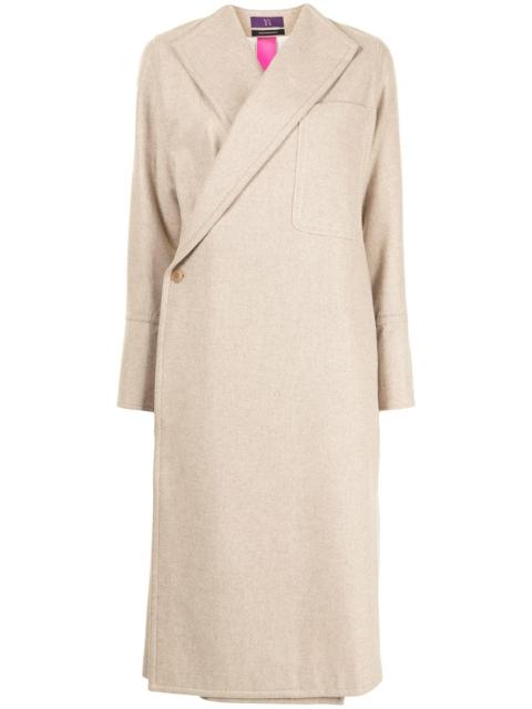 Y's asymmetric front wool coat