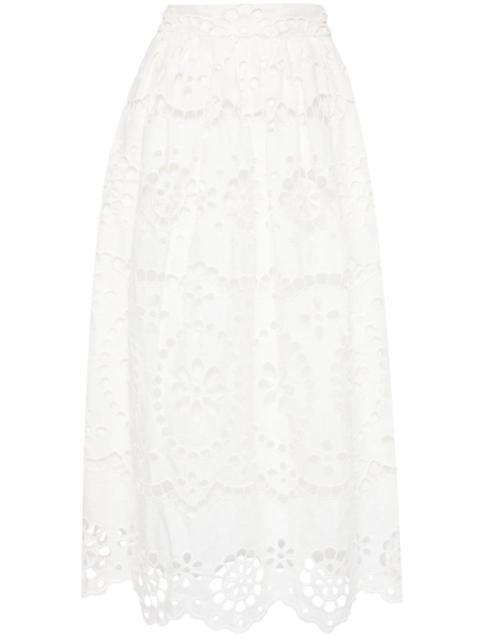 Lexi embroidered linen midi skirt