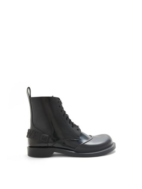 Campo lace-up bootie in brushed calfskin and rubber