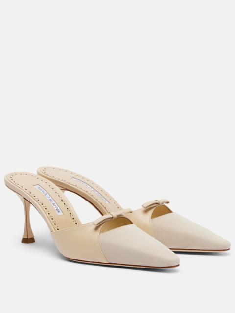 Manolo Blahnik Tapidpla leather and suede mules