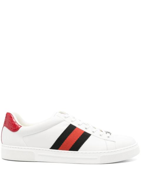 GUCCI Ace Web-trim Leather Sneakers