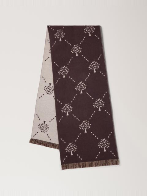 Mulberry Mulberry Diamond Tree Jacquard Scarf Ebony & Taupe Wool