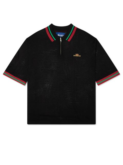 AWAKE NY MESH ZIP POLO - BLACK