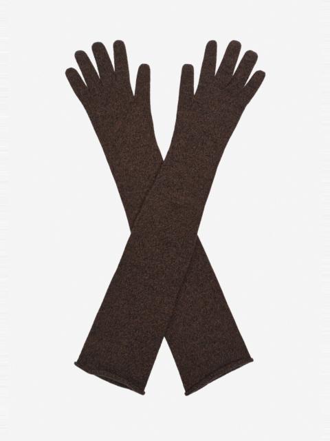 MAGDA BUTRYM Long wool gloves in dark brown