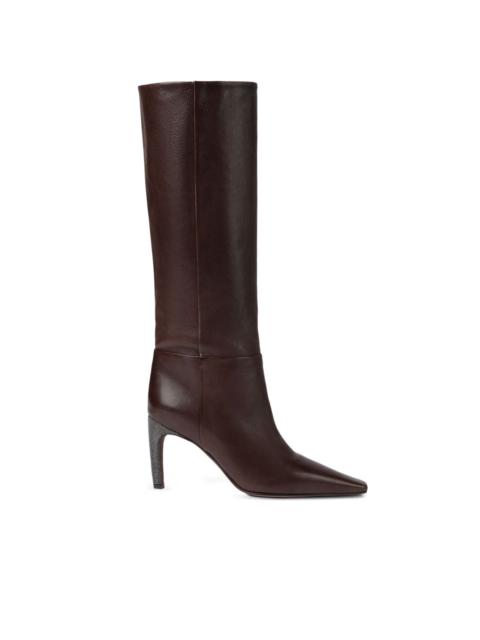 Brunello Cucinelli 80mm pointed heel leather boots